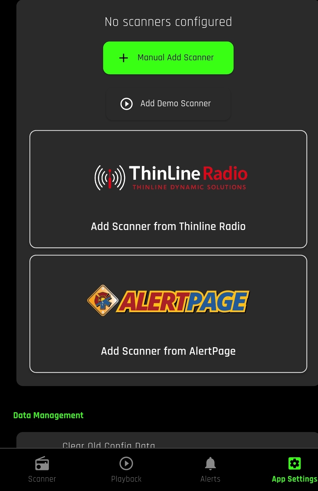 Add ScannerGrid in ThinLine app settings