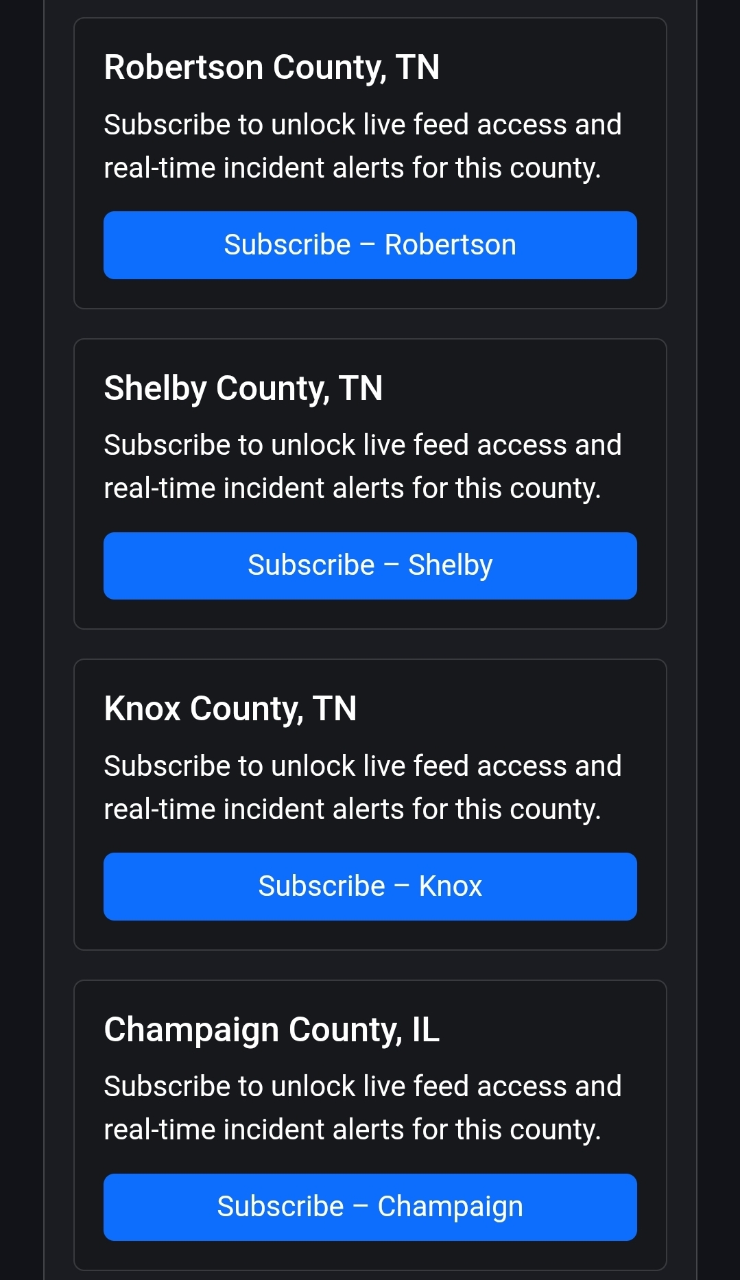 Choose your county subscription
